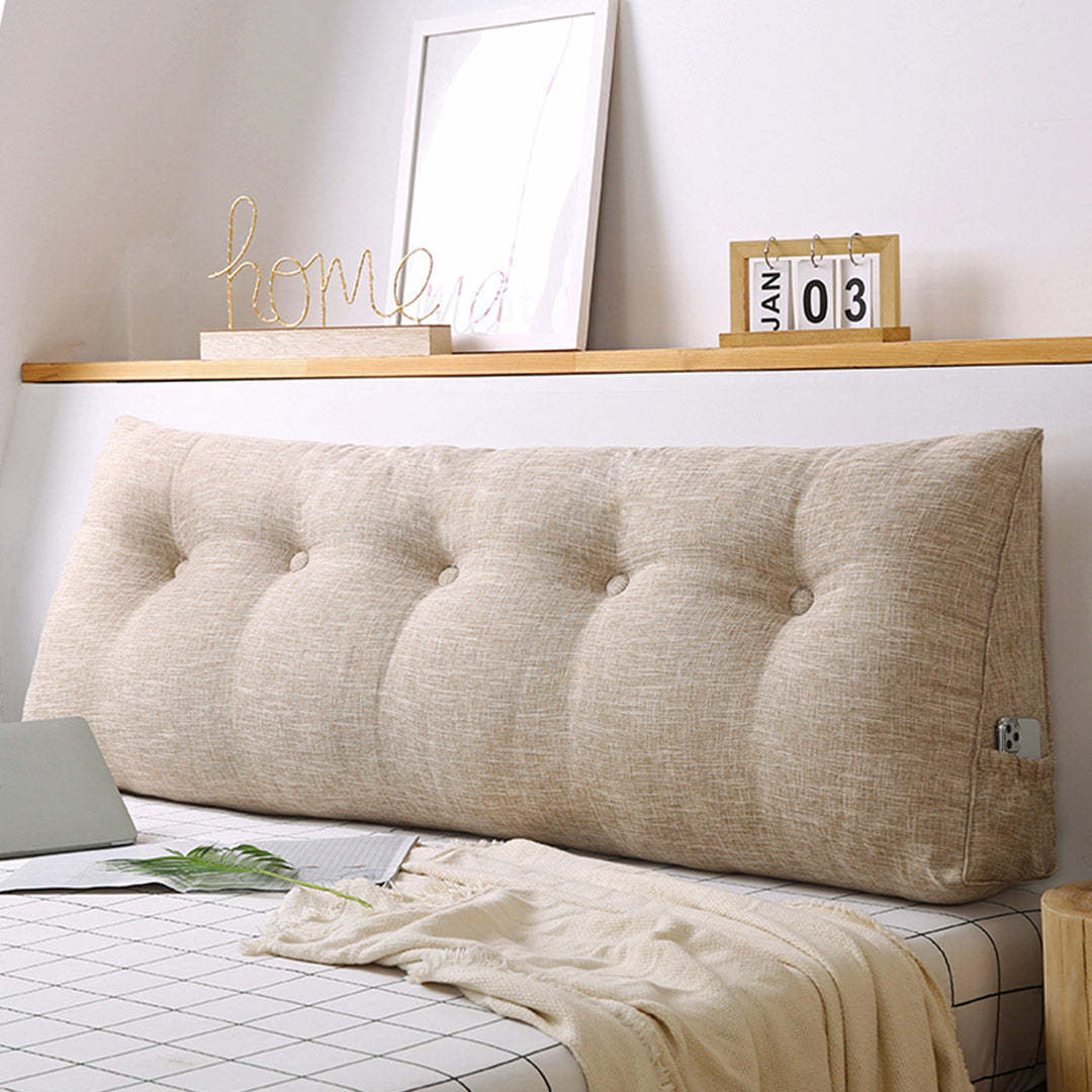SOGA 4X 120cm Beige Triangular Wedge Bed Pillow Headboard Backrest Bedsi... - $325.90