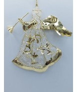Christmas Angel Trumpet Clear Glass Acrylic Gold Trim Ornaments 6&quot;  3D W... - £5.29 GBP