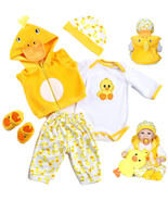 Reborn Baby Dolls Clothes 22 Inch Outfit Accessories Yellow Duck 5Pcs Se... - £14.43 GBP