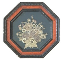 Vintage 1970s Pressed Flower Wall Art Octagon Wooden Frame by Bonnie Richardson - £31.14 GBP