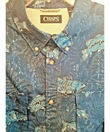 2X Blue Fish Themed Tropical Hawaiian Button Up Shirt Chaps  - £14.97 GBP
