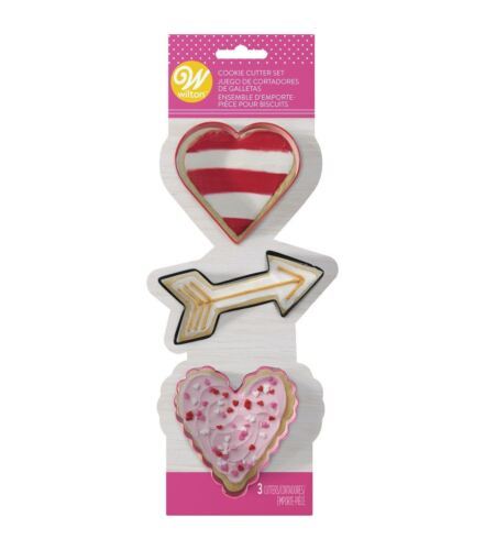 Primary image for Wilton Heart Cupids Arrow Cookie Cutters Colorful Metal 3 Pc Set
