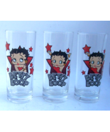 BETTY BOOP 3 Glass Set  8 oz. TUMBLERS &quot;Just Kissen&quot; Vintage - 6&quot; Tall 2... - $12.84