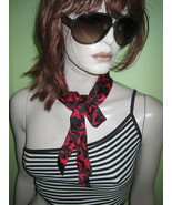 Vintage WOMEN&#39;S Ladies 70s Tacky Red Black Pattern Narrow Long SCARF Wrap  - $27.34 CAD