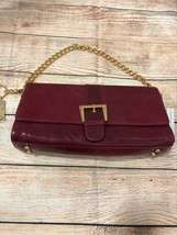 The Find Women&#39;s Handbag Dark Red Leather With Brass Hardware Clutch Nwot - £31.11 GBP