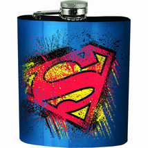 Superman Splatter Symbol Blue Flask Blue - £19.96 GBP