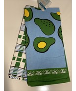 LOT of 2 Kitchen Tea Towels Pop Art Style Avocados Set FUN Blue Green NE... - $18.78