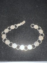 Sarah Coventry Bracelet Smooth and Textured Silver Tone Circular Designs - £15.18 GBP