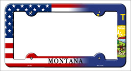Montana|American Flag Novelty Metal License Plate Frame LPF-465 - £14.81 GBP