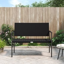  Garden Bench Black PE Rattan, Powder-Coated Steel Medium Durable - $3,053.08 MXN