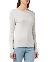 Petit Bateau Women&#39;s TOP Light Grey Color Long Sleeves Iconic Organic Cotton Rou - $61.99