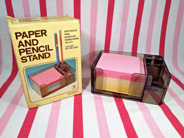 Groovy Retro NOS 1970&#39;s UK Designs Smokey Acrylic Paper and Pen/Pencil Stand  - £15.80 GBP