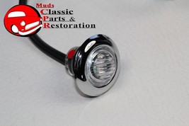 Red Mini LED Clear Lens Clearance Marker Light Stainless Truck Hot Rat Rod - £12.73 GBP