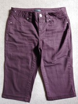 a.n.a. Cropped Capri Jeans Shorts Womens Size 4 Burgundy Skinny Leg Cotton Stret - £17.09 GBP