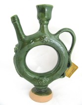 Kale Green Vinegar Round Decanter Carafe Pottery Vtg Ceramic Antique Art Deco - £39.52 GBP