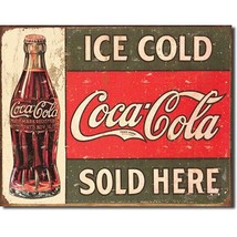 Coca Cola Coke Ice Cold Sold Here Advertising Vintage Retro Decor Metal Tin Sign - £12.85 GBP
