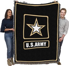 US Army Star Logo Black Blanket - Gift Military Tapestry Throw Woven from, 72x54 - £61.34 GBP