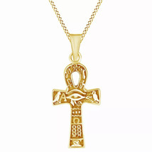 14K Placcato Oro Giallo Argento Croce Ciondolo Collana Moda Pendente Design - $148.73