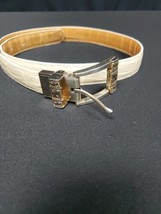 Brighton Reversible Womens Ivory/Beige Leather Belt Silver Buckle B2701 ... - $18.66
