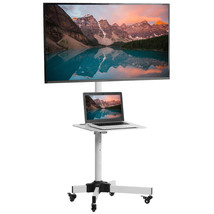 Vivo White Mobile Tv Cart For 13" To 60" Lcd Led Flat Panel | Stand With Wheels - £95.34 GBP