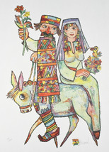 &quot;Couple on Donkey&quot; by Jovan Obican Signed Ltd Edition of 300 Lithograph Print - £232.19 GBP