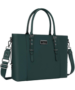 Women's MOSISO Tote Bag PU Leather Laptop Tote Bag  (15-16 Inch), Storm Green