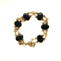 Vintage 12k Gold Filled Signed CC Curtis Creations Black Onyx Bracelet sz 7 3/4 - £51.42 GBP