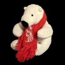 2018 Collectible Coca Cola Plush Polar Bear wearing Red Scarf with Logo 4&quot; - $4.99