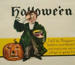Antique Halloween Postcard Nash Series H 425 Boy Green Jacket Goblins And Ghosts - £87.58 GBP