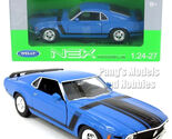 1970 Ford Mustang Boss 302 1/24 Diecast Model by Welly - BLUE w/ WINDOW BOX - $36.62
