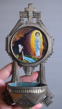 ⭐ antique/vintage French holy water font,religious wall deco ,Lourdes⭐ - $48.51