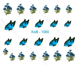 Nail Art Water Transfer Stickers Decal Pretty Flowers &amp; Butterflies KoB-1060 - £2.31 GBP