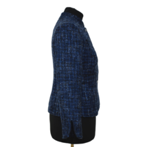 Adrienne Vittadini Womens 8 Blazer Jacket Blue Black Boucle - £20.32 GBP