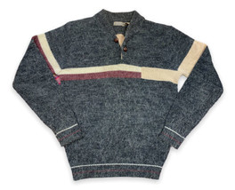 Vintage Koman Sweater Mens Small Fitted Stripe Nordic 80s 90s Mohair Style - $24.74