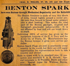 1917 Benton Spark Plugs Automotive Advertisement Chas Miller Automobilia... - $19.99