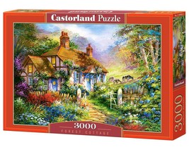 3000 Piece Jigsaw Puzzle, Forest Cottage, Charming Nook, Pond, Countryside, - $1,225.79 MXN