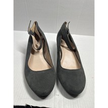Torrid Faux Suede Wedge Ankle Strap Shoes Gray Covered Toe Mary Jane Siz... - $614.82 MXN
