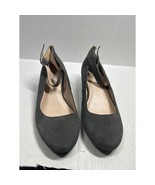 Torrid Faux Suede Wedge Ankle Strap Shoes Gray Covered Toe Mary Jane Siz... - $614.82 MXN
