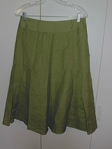 SHERRY TAYLOR LADIES ARMY GREEN RAMIE/RAYON FLARED SKIRT-M-NWOT-WIDE BEL... - $7.69