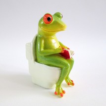 Tree Frog On Toilet Figure Funny Novelty Figurine Collectible Gag Gift - £15.55 GBP