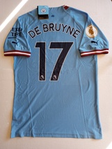 Kevin De Bruyne Manchester City EPL Match Slim Blue Home Soccer Jersey 2022-2023 - £79.92 GBP