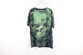 Vtg Streetwear Mens Large Faded Juicy J Fire Flames Skull Short Sleeve T-Shirt - £42.80 GBP