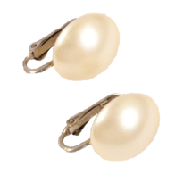 Vintage Richelieu Faux Pearl Button Clip On Earrings Classic 5/8 Inch - $7.24