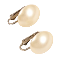 Vintage Richelieu Faux Pearl Button Clip On Earrings Classic 5/8 Inch - £5.81 GBP