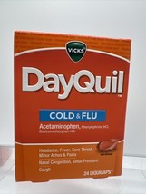 Vicks Dayquil Cold &amp; Flu Multi-Symptom Relief Liquicaps 24ct  Cough COMBINESHIP - £5.52 GBP
