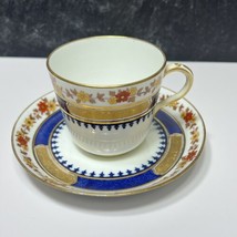 Antique Minton Mintons g2754 Porcelain Cup Saucer Cobalt Blue Gold Flowers - £31.24 GBP