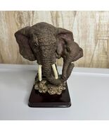 Vintage Mother Baby Elephant Figurine Resin Bust Base Decor Sculpture - $649.65 MXN