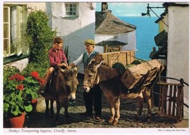 Postcard Donkeys Transporting Supplies Clovelly Devon England UK - £2.33 GBP