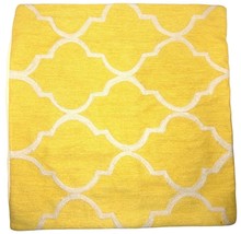 DEVI Designs Crewel Embroidered Pillow Cover Sham Yellow Trellis Pattern 20 x 20 - £19.60 GBP
