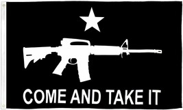 Come &amp; Take It Gun Rights 2nd Amendment Black USA Flag 3X5 Rough Tex® 68... - $18.88